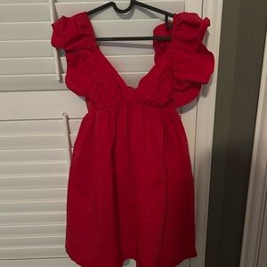 Red Ruffled Sleeveless Dress